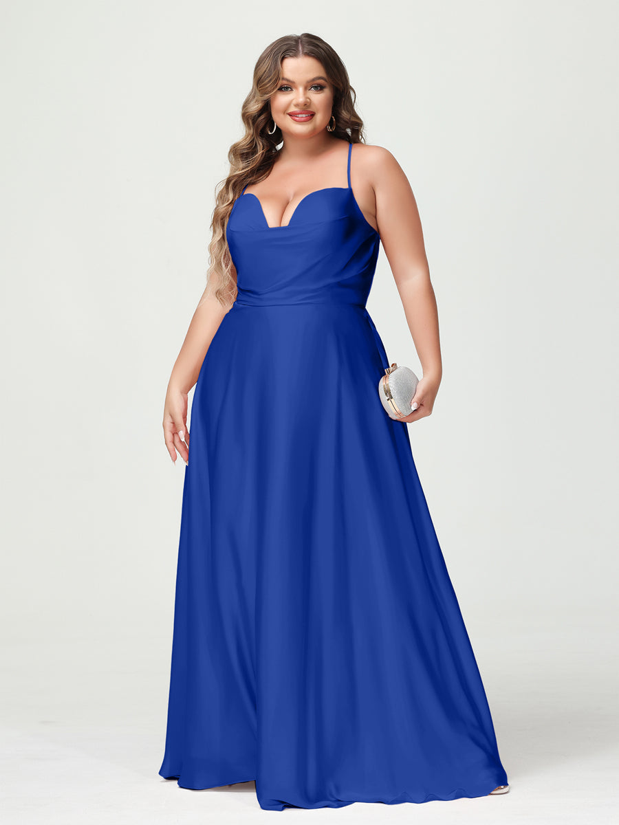 Trapézio/Princesa Alças Finas Sem Mangas Plus Size Vestidos de Dama de Honra