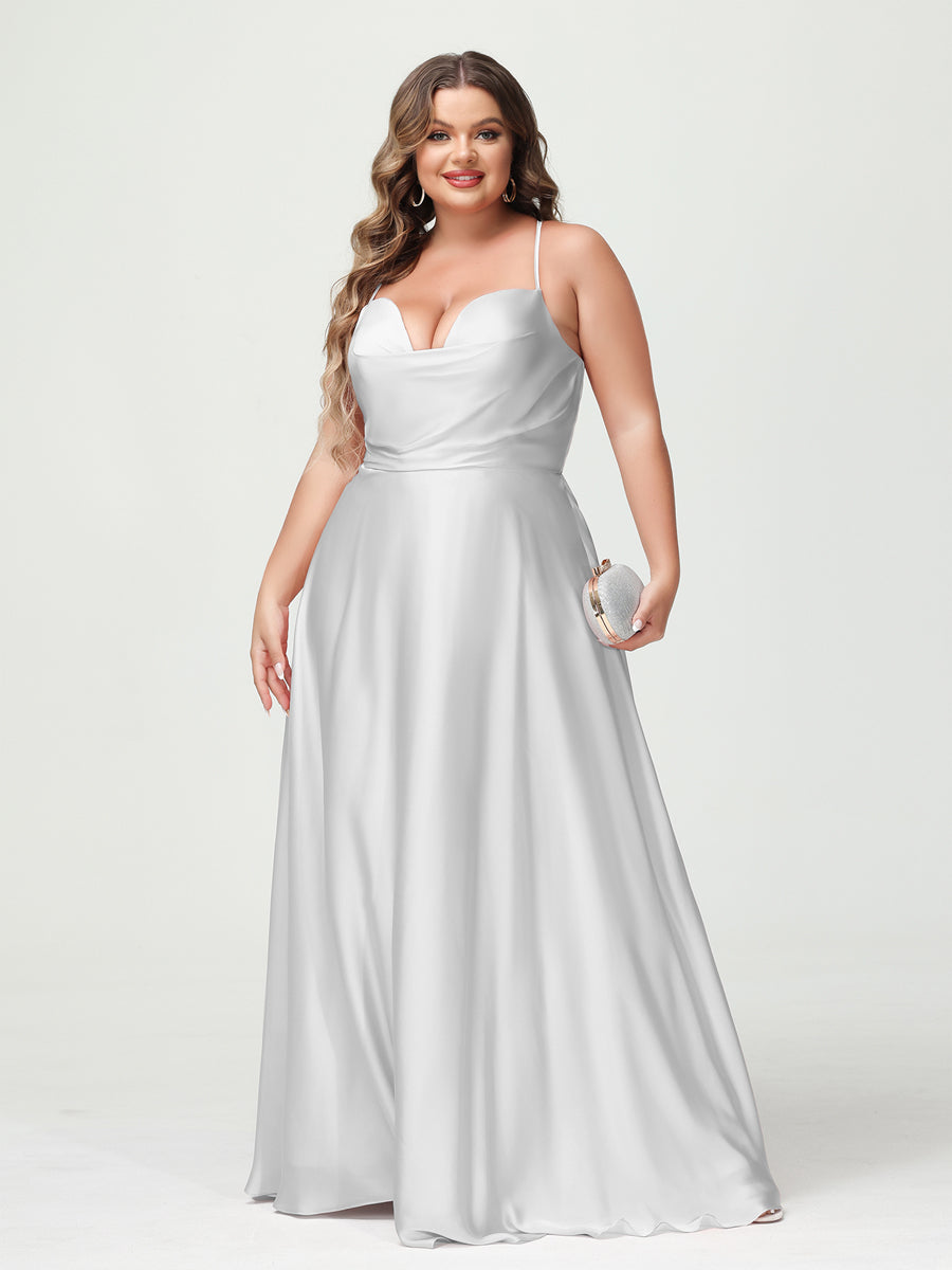 Trapézio/Princesa Alças Finas Sem Mangas Plus Size Vestidos de Dama de Honra