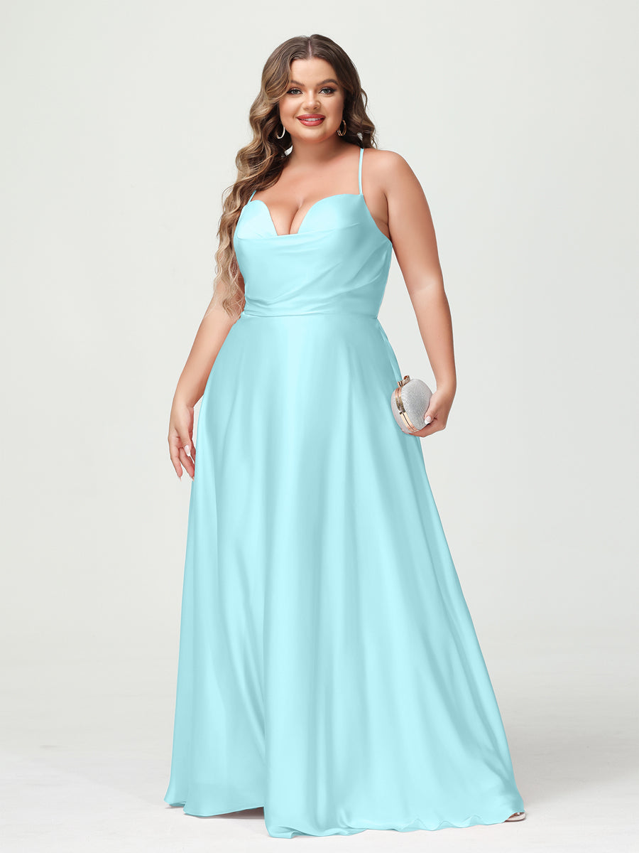 Trapézio/Princesa Alças Finas Sem Mangas Plus Size Vestidos de Dama de Honra