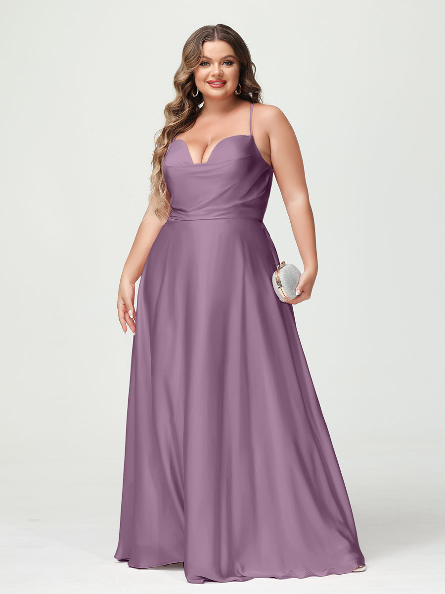 Trapézio/Princesa Alças Finas Sem Mangas Plus Size Vestidos de Dama de Honra