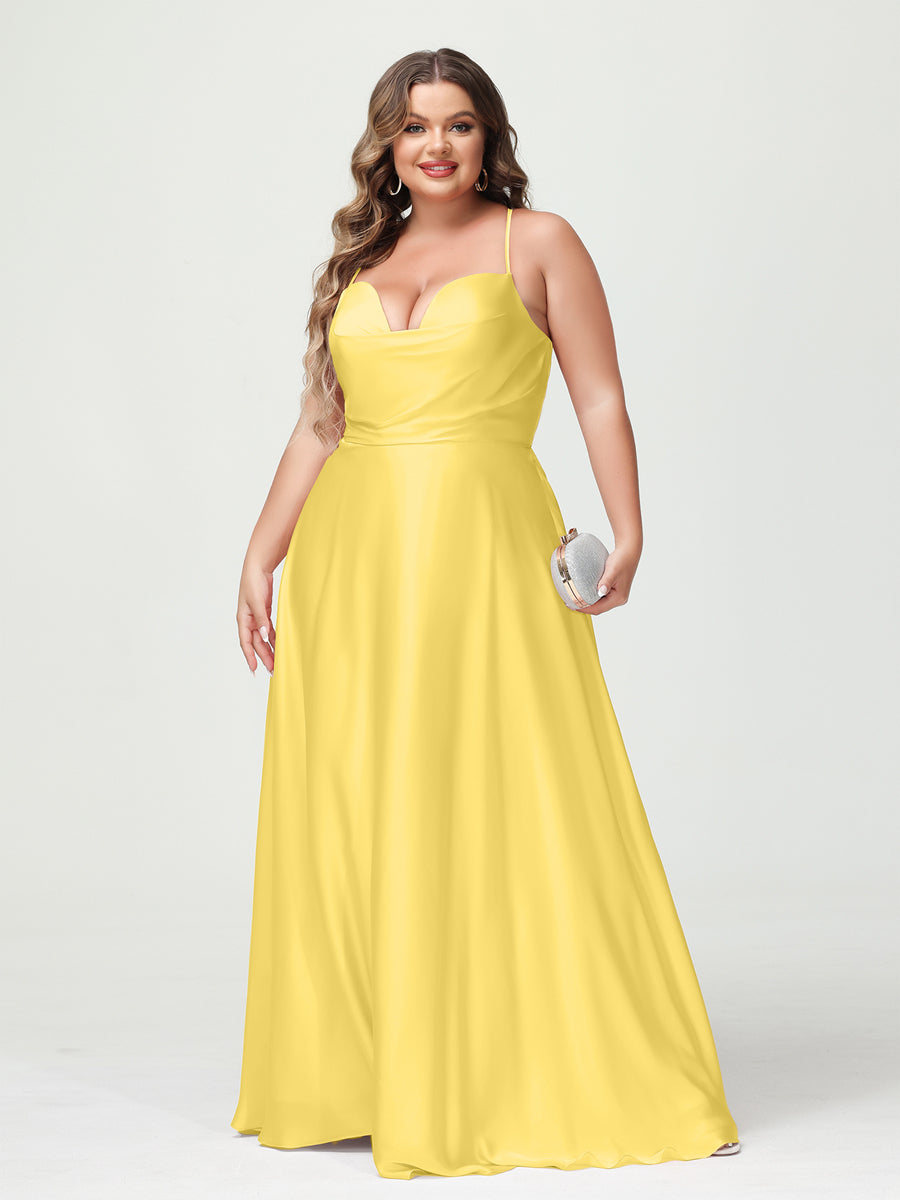Trapézio/Princesa Alças Finas Sem Mangas Plus Size Vestidos de Dama de Honra