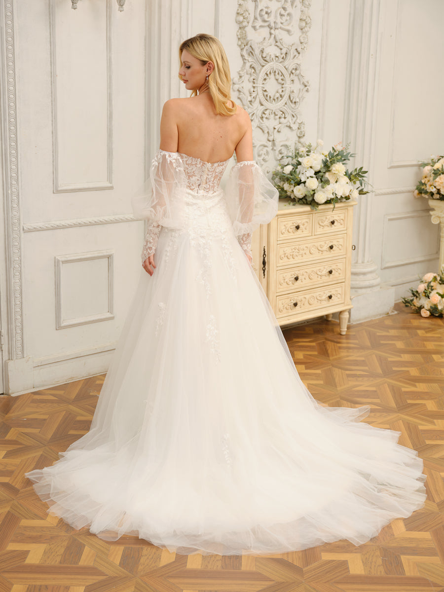 Corte A/Princesa Querida Vestidos de Noiva Longos com Apliques