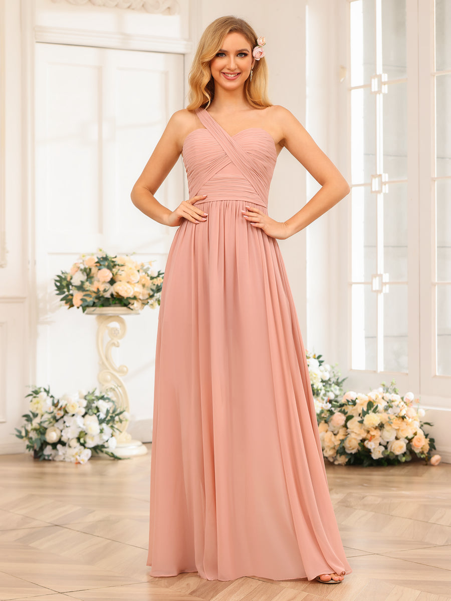 Vestidos Longos de Festa de Casamento com Um Ombro Só Corte A/Princesa e Lado Dividido