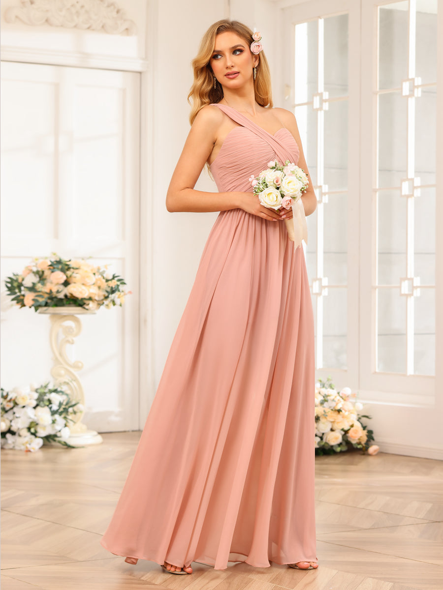Vestidos Longos de Festa de Casamento com Um Ombro Só Corte A/Princesa e Lado Dividido