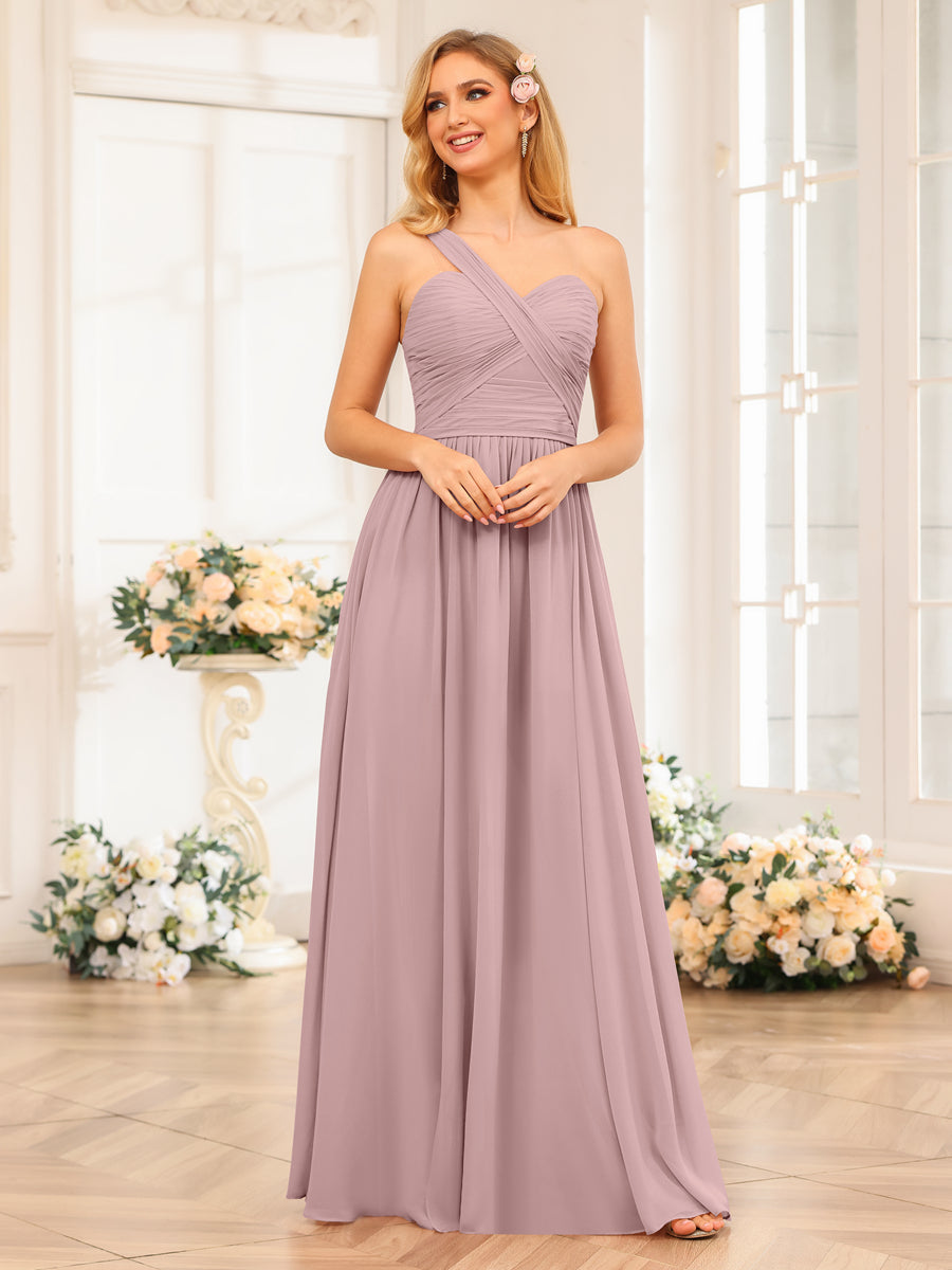 Vestidos Longos de Festa de Casamento com Um Ombro Só Corte A/Princesa e Lado Dividido