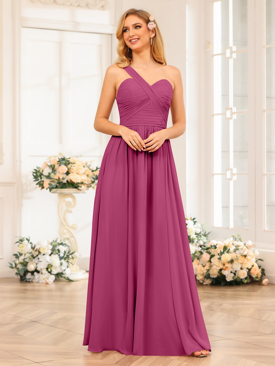Vestidos Longos de Festa de Casamento com Um Ombro Só Corte A/Princesa e Lado Dividido
