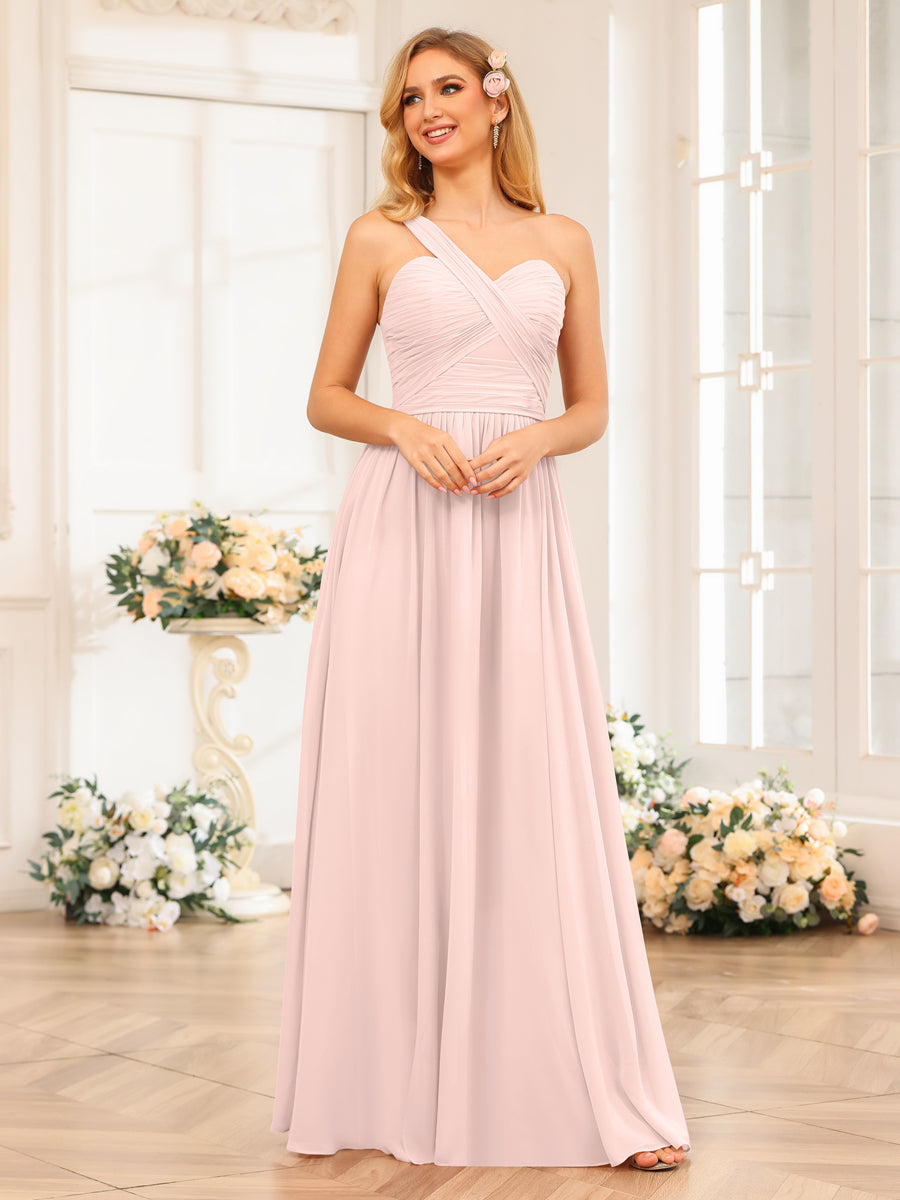 Vestidos Longos de Festa de Casamento com Um Ombro Só Corte A/Princesa e Lado Dividido
