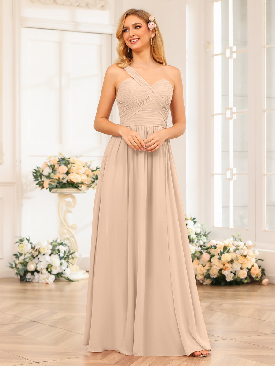 Vestidos Longos de Festa de Casamento com Um Ombro Só Corte A/Princesa e Lado Dividido