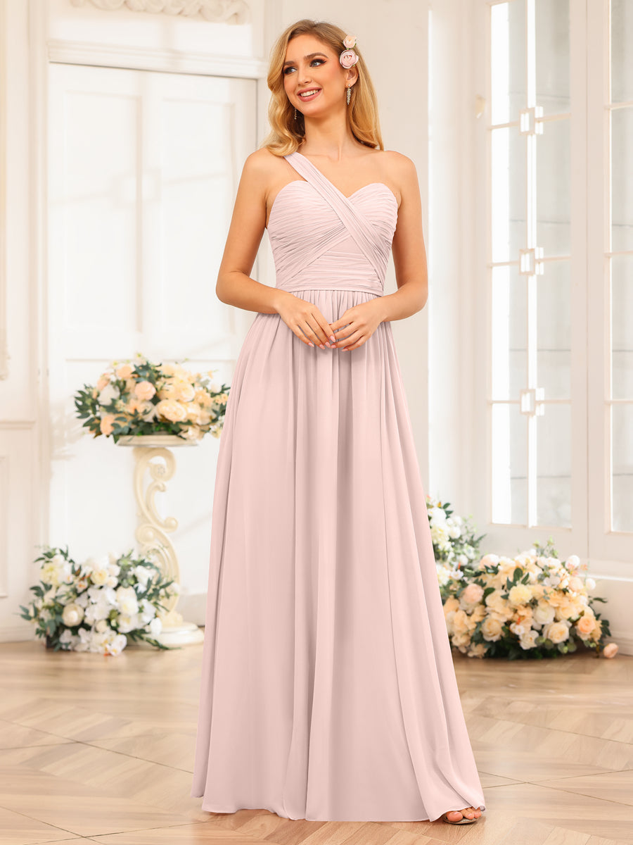 Vestidos Longos de Festa de Casamento com Um Ombro Só Corte A/Princesa e Lado Dividido