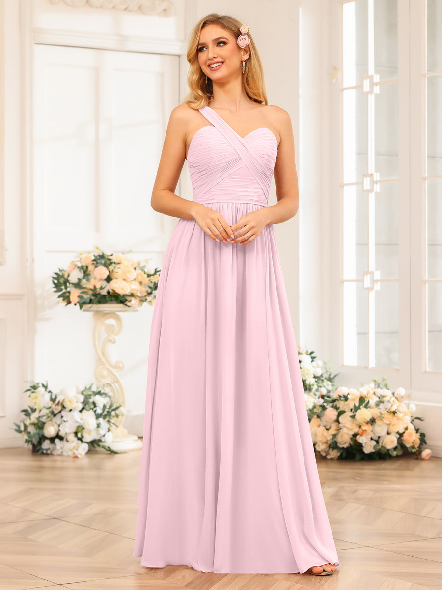Vestidos Longos de Festa de Casamento com Um Ombro Só Corte A/Princesa e Lado Dividido