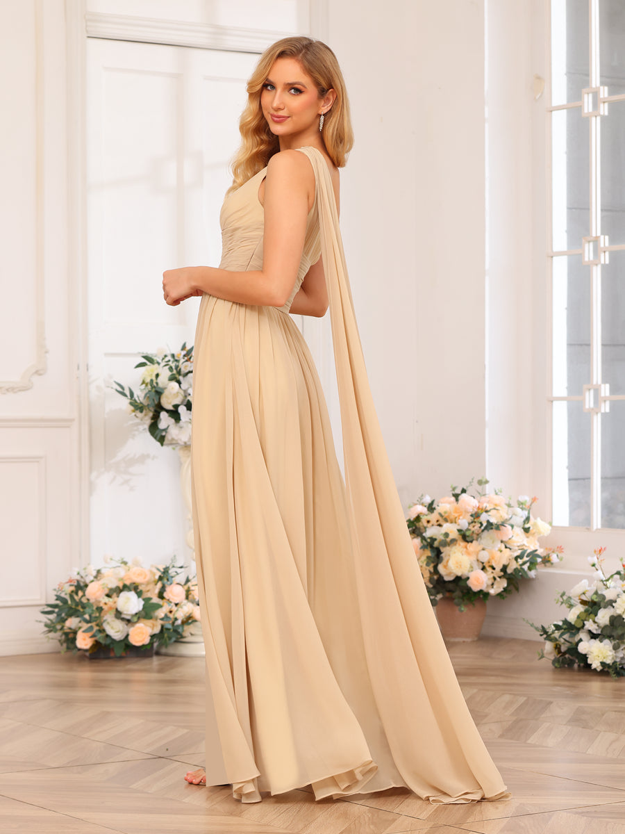 Vestidos Longos de Festa de Casamento com Um Ombro Só Corte A/Princesa e Cauda Watteau