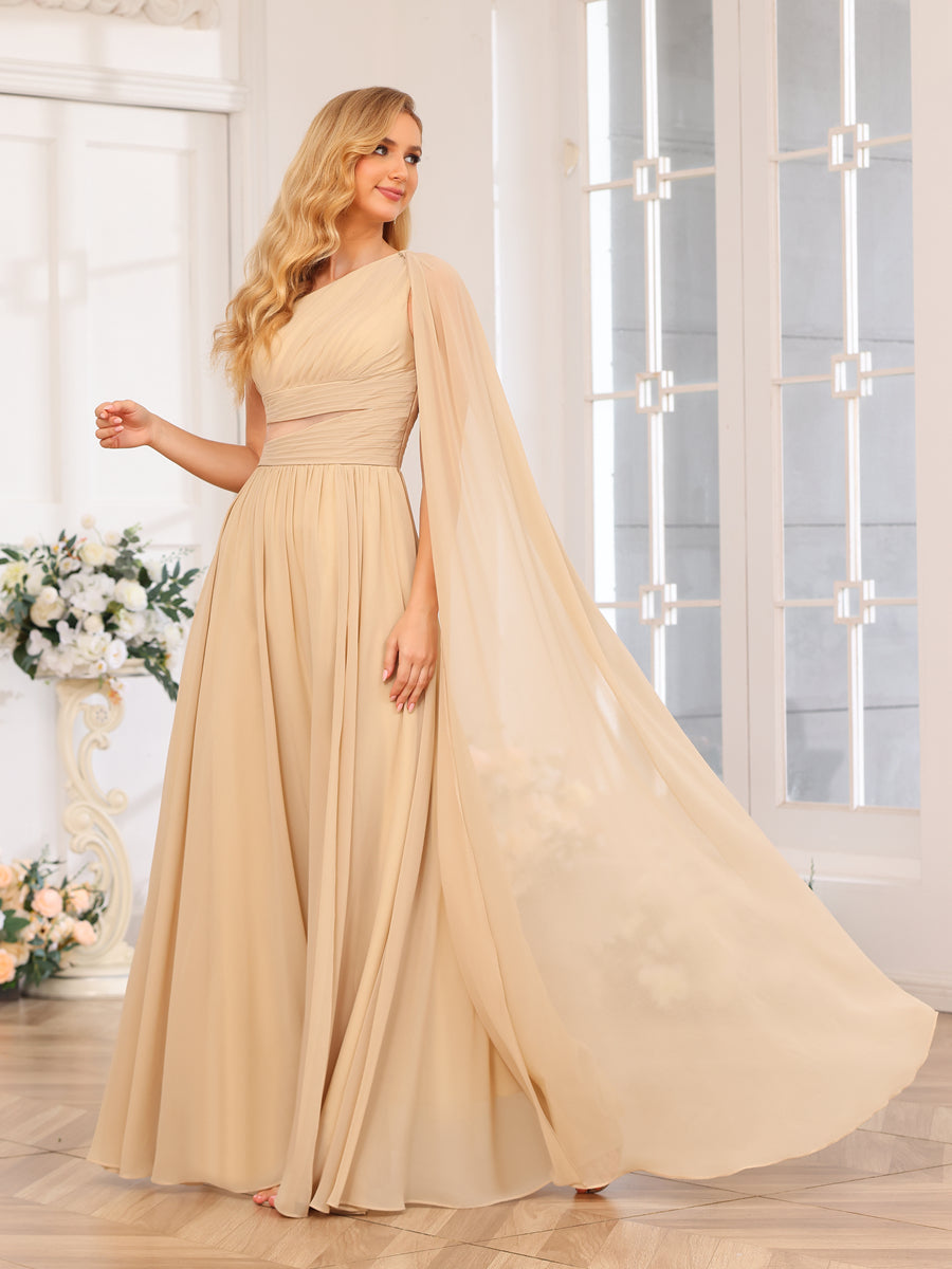 Vestidos Longos de Festa de Casamento com Um Ombro Só Corte A/Princesa e Cauda Watteau