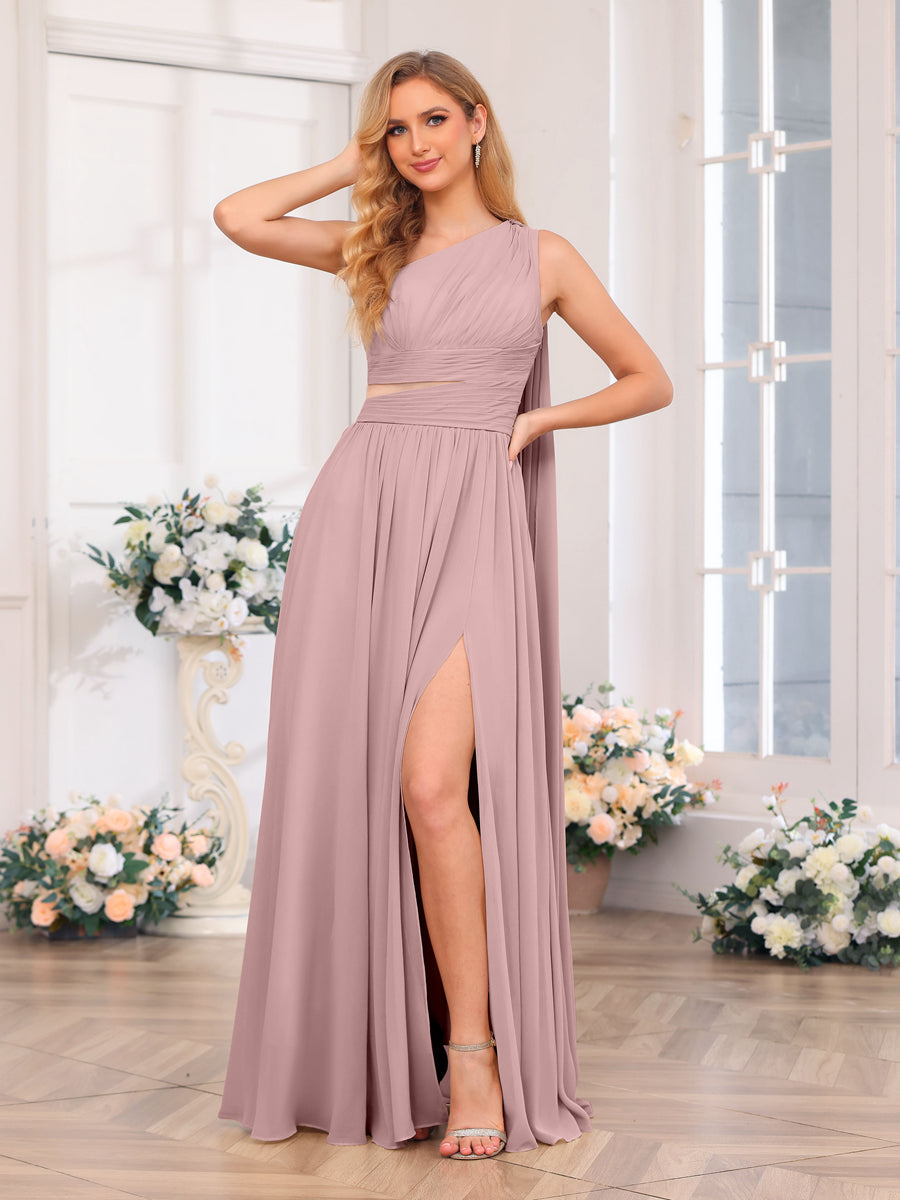 Vestidos Longos de Festa de Casamento com Um Ombro Só Corte A/Princesa e Cauda Watteau