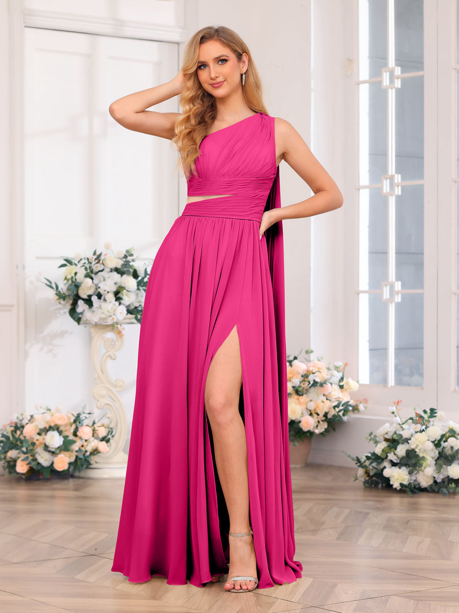 Vestidos Longos de Festa de Casamento com Um Ombro Só Corte A/Princesa e Cauda Watteau