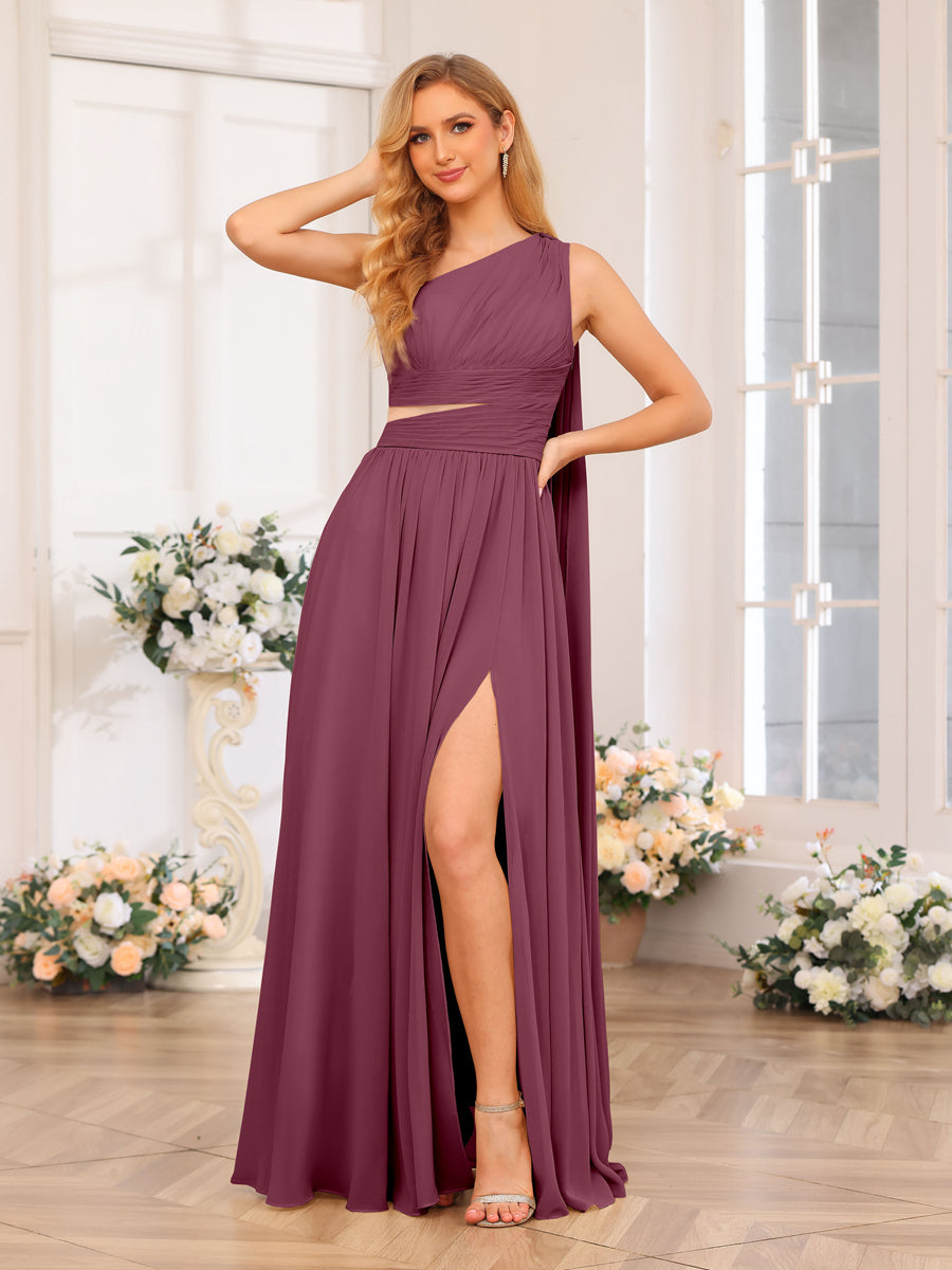 Vestidos Longos de Festa de Casamento com Um Ombro Só Corte A/Princesa e Cauda Watteau