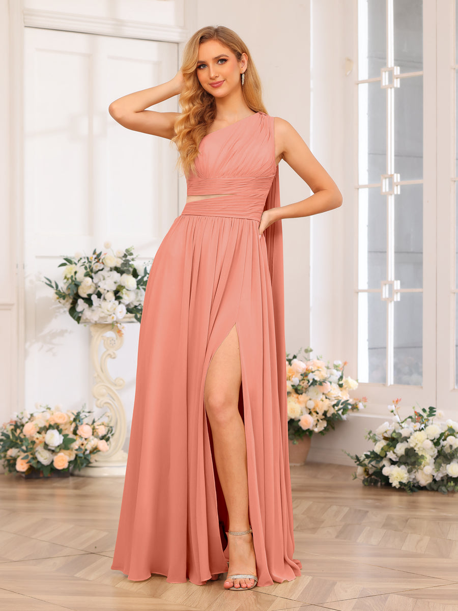 Vestidos Longos de Festa de Casamento com Um Ombro Só Corte A/Princesa e Cauda Watteau