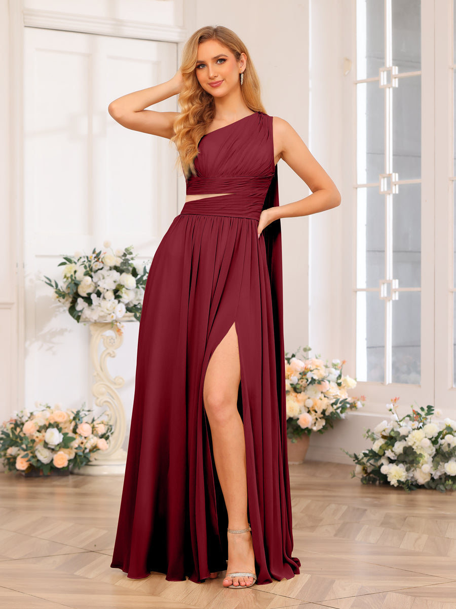 Vestidos Longos de Festa de Casamento com Um Ombro Só Corte A/Princesa e Cauda Watteau