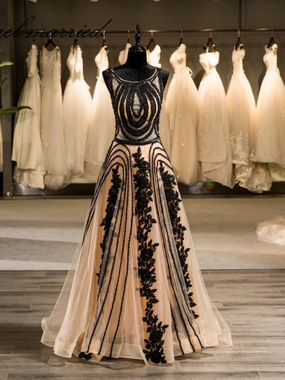 Vestidos de Noiva Linha A/Princesa Sem Mangas com Miçangas e Miçangas Em Organza Até Ao Chão