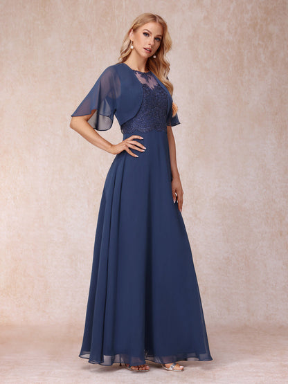 Vestidos Longos de Chiffon Evasê para Mãe Da Noiva com Jaqueta e Apliques