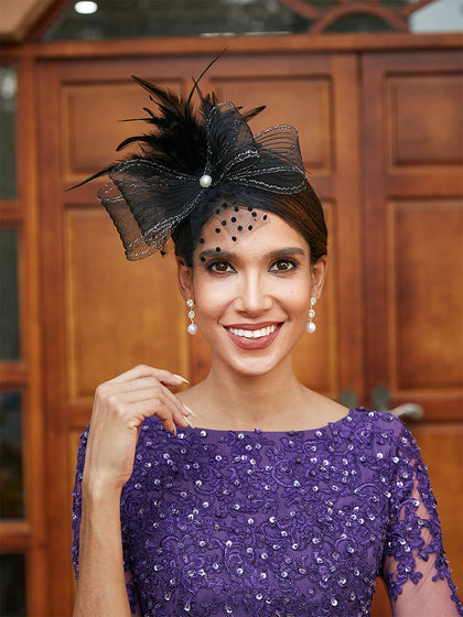 Fascinadores Elegantes em Tule com Penas