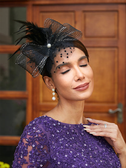 Fascinadores Elegantes em Tule com Penas