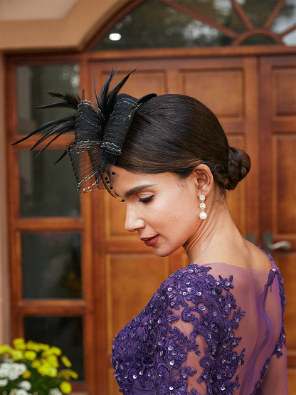 Fascinadores Elegantes em Tule com Penas