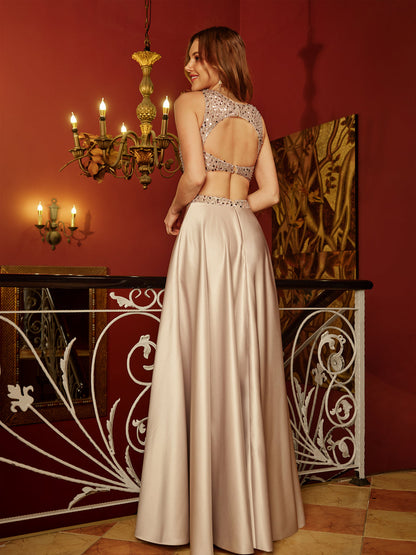 Princesa/Formato A Decote Em V Sem Mangas Longa Vestidos de Baile