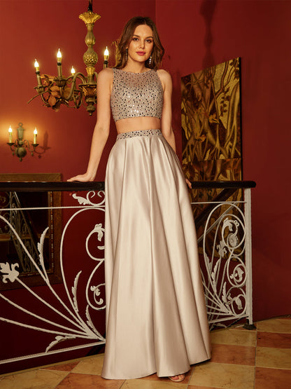 Princesa/Formato A Decote Em V Sem Mangas Longa Vestidos de Baile