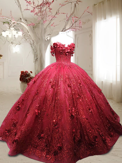 Vestidos de Quinceanera de Baile com Decote Tomara que Caia e Aplicações