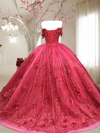 Vestidos de Quinceanera de Baile com Decote Tomara que Caia e Aplicações