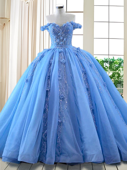 Vestidos de Quinceanera de Baile com Ombros Descobertos e Aplicações