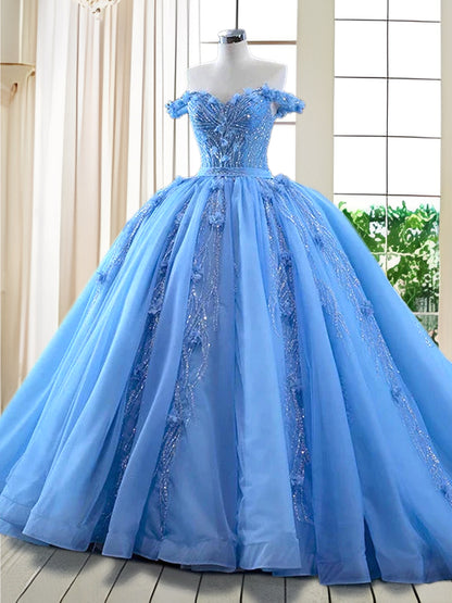 Vestidos de Quinceanera de Baile com Ombros Descobertos e Aplicações