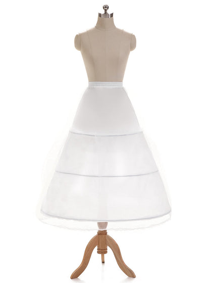 Tule 1 Camada com Renda Comprimento Chá 3 Argolas Vestido de Baile de Casamento Anáguas