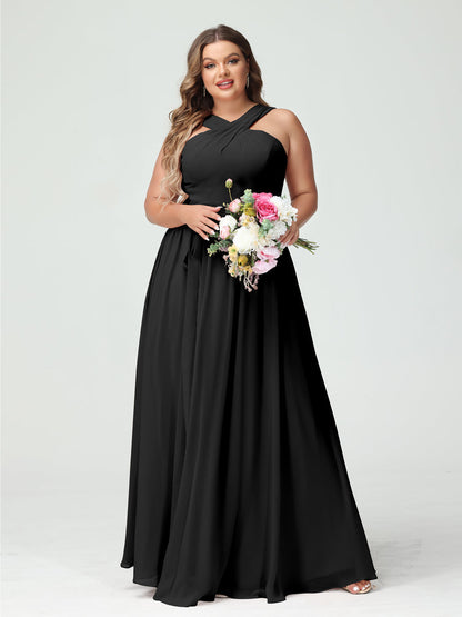 Vestidos de Dama de Honra Em Chiffon Sem Mangas A-Line / Princess Criss Cross com Faixa