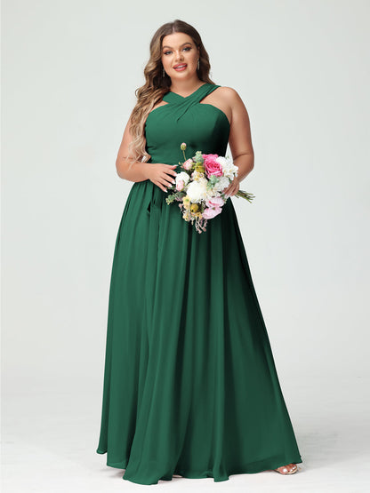 Vestidos de Dama de Honra Em Chiffon Sem Mangas A-Line / Princess Criss Cross com Faixa