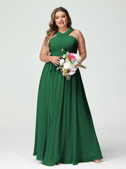 Vestidos de Dama de Honra Em Chiffon Sem Mangas A-Line / Princess Criss Cross com Faixa