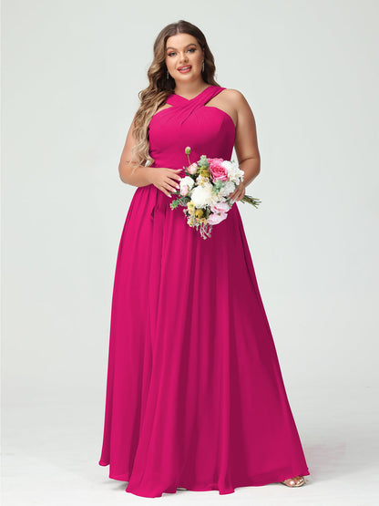 Vestidos de Dama de Honra Em Chiffon Sem Mangas A-Line / Princess Criss Cross com Faixa