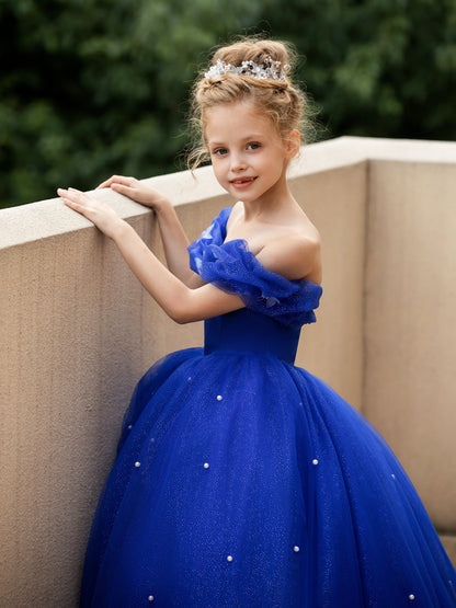 Vestidos Floridos de Tule com Ombros Largos e Pérolas e Borboletas