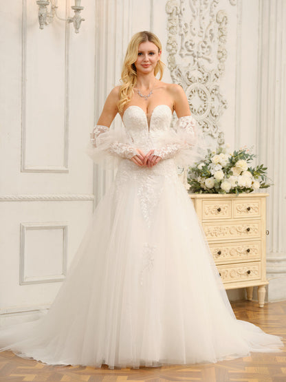 Corte A/Princesa Querida Vestidos de Noiva Longos com Apliques