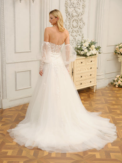 Corte A/Princesa Querida Vestidos de Noiva Longos com Apliques