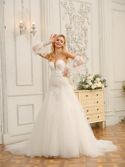 Corte A/Princesa Querida Vestidos de Noiva Longos com Apliques
