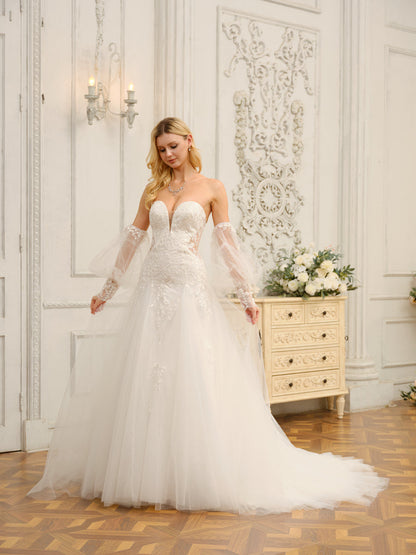 Corte A/Princesa Querida Vestidos de Noiva Longos com Apliques