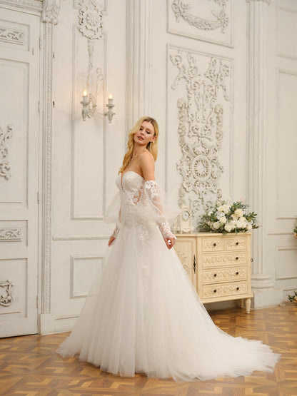 Corte A/Princesa Querida Vestidos de Noiva Longos com Apliques