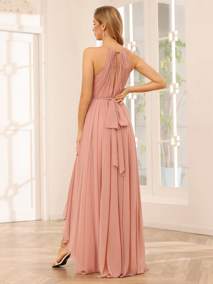 Vestidos de Dama de Honra Assimétricos Linha A/Princesa Frente Única com Faixa